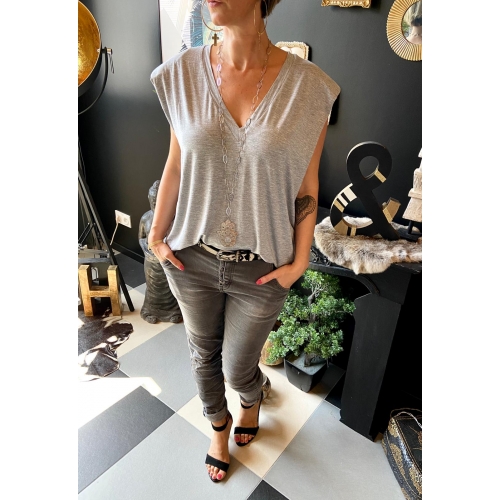 Tee-shirt épaulé gris