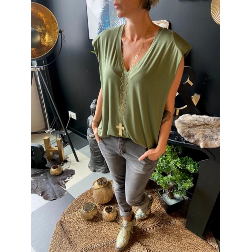 Tshirt épaulé kaki