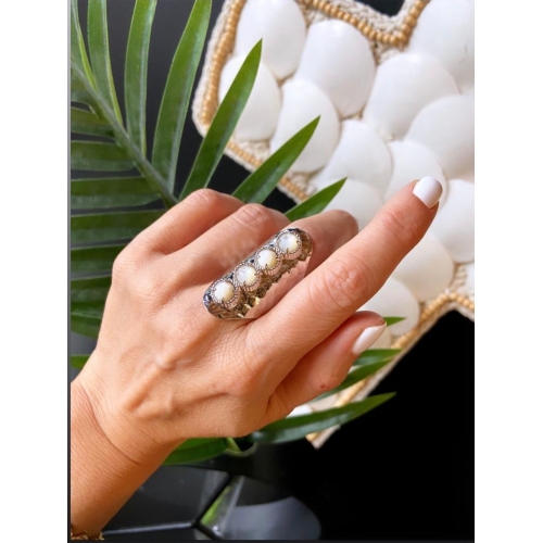 Bague argent pierre blanche