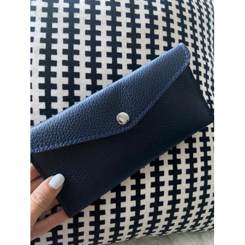 Pochette cuir bleu marine